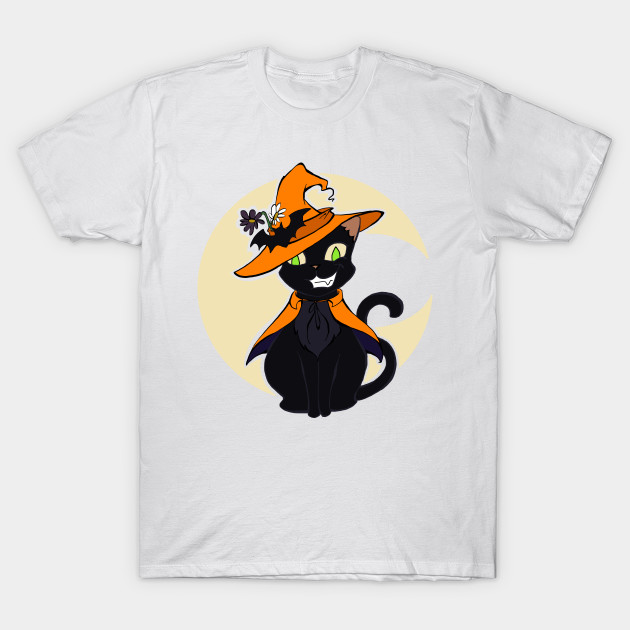 Halloween Witch's Cat - Black T-Shirt-TOZ